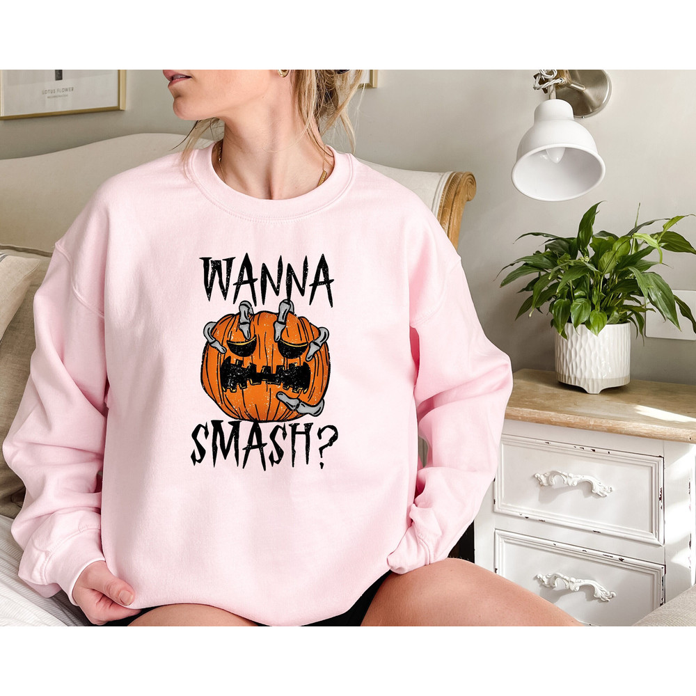 Wanna Smash Halloween Shirt, Fall Vibes, Womens Halloween Shirt, Funny Halloween Outfit, Fall Tee, Spooky Season Sweatshirt, Trick or treat.jpg