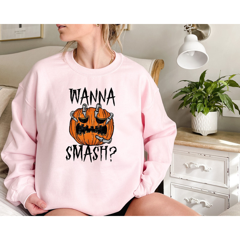 Wanna Smash Halloween Shirt, Fall Vibes, Womens Halloween Shirt, Funny Halloween Outfit, Fall Tee, Spooky Season Sweatshirt, Trick or treat.jpg