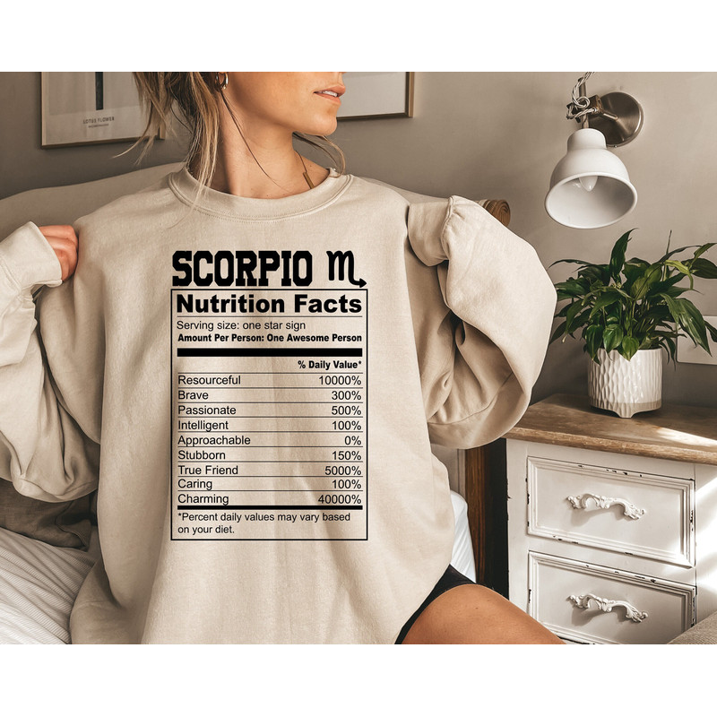 Zodiac Horoscope Nutrition Facts Shirt, Birthday Gift, Leon Sagittarius Pisces Taurus shirt, Scorpio Birthday Shirt, Zodiac Signs Sweatshirt.jpg