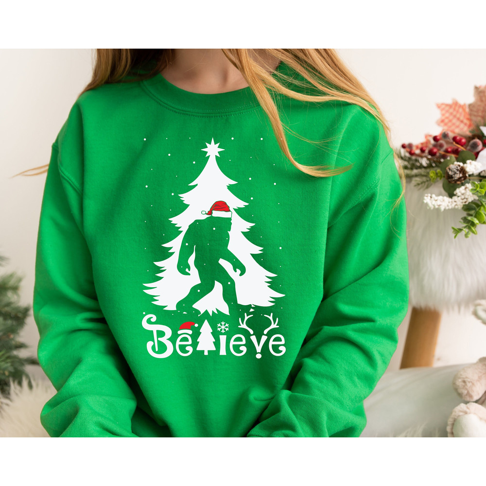 Bigfoot Santa Christmas Tree Shirt, Sasquatch Shirt, Xmas Party Shirt, Santa Hat Shirt, Holiday Gift Tee, Christmas Gift For Men, Funny Xmas.jpg