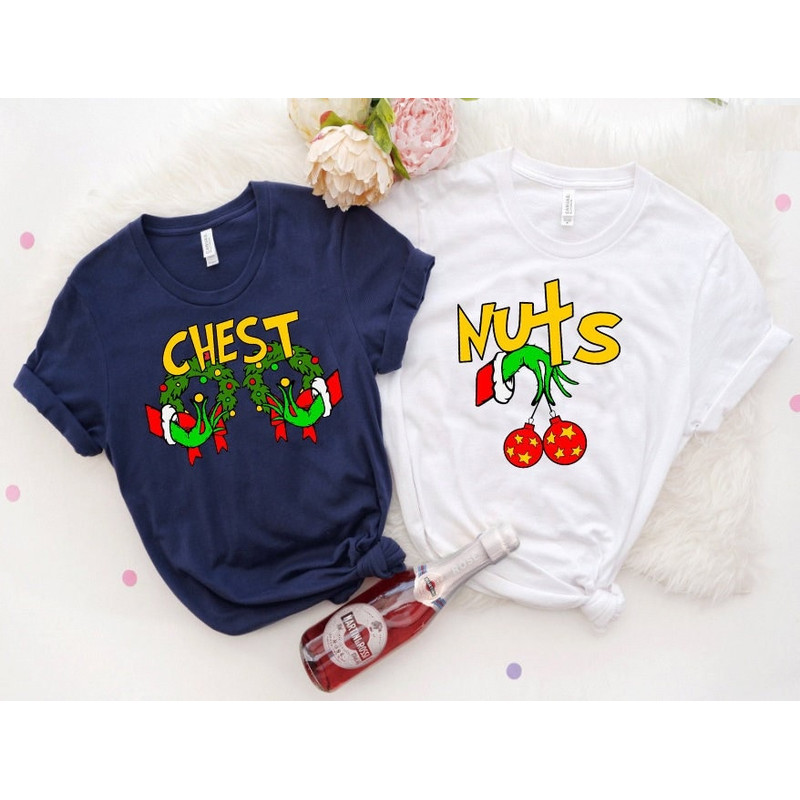 Chest Nuts Couples Matching Sweatshirt, Christmas Funny Holiday Hoodie, Funny Saying Couple Sweater, Christmas Party Sweatshirt, Chest Nut.jpg