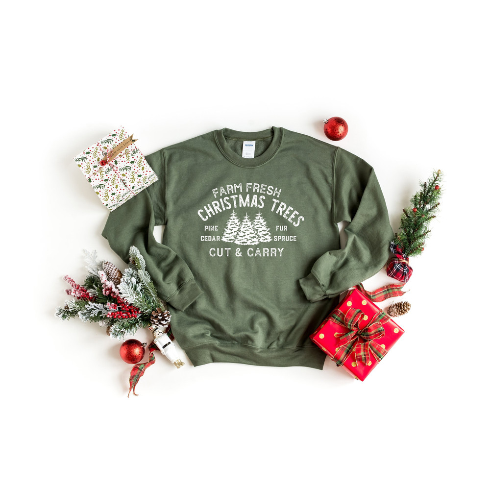 Farm Fresh Christmas Trees T-shirt, Christmas Tree Sweatshirt, Pine Tree Hoodie Christmas Party Shirts, Holiday Tshirts, Xmas Christmas Gift.jpg