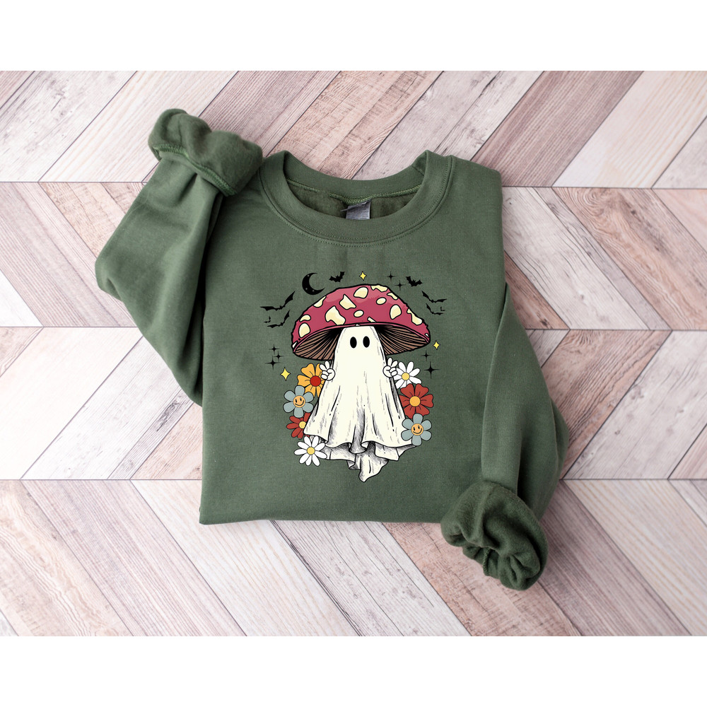 Ghost Mushroom Shirt, Magic Mushroom Sweatshirt, Halloween shirt Cute Ghost shirt, Halloween graphic Ladies Halloween gift, Goblincore Shirt.jpg