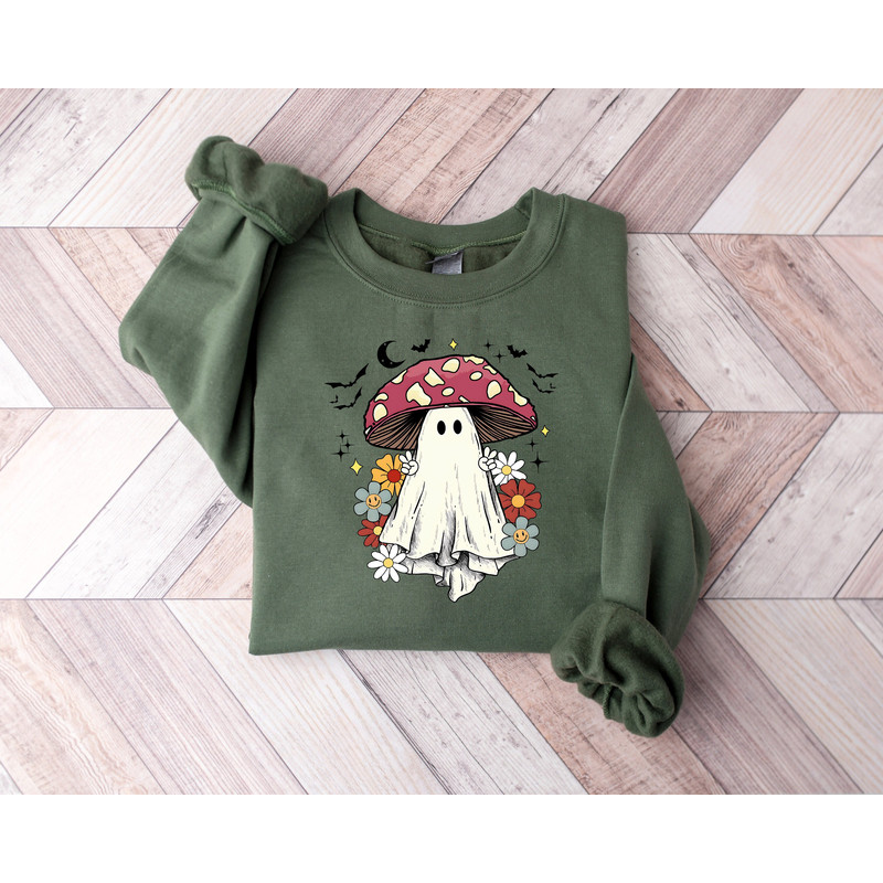 Ghost Mushroom Shirt, Magic Mushroom Sweatshirt, Halloween shirt Cute Ghost shirt, Halloween graphic Ladies Halloween gift, Goblincore Shirt.jpg
