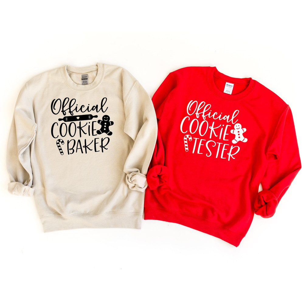 Official Cookie Baker Shirt, Official Cookie Tester Sweatshirt, Christmas Matching Couple Shirt, Matching Family Tshirt, Her Xmas Gift Shirt.jpg