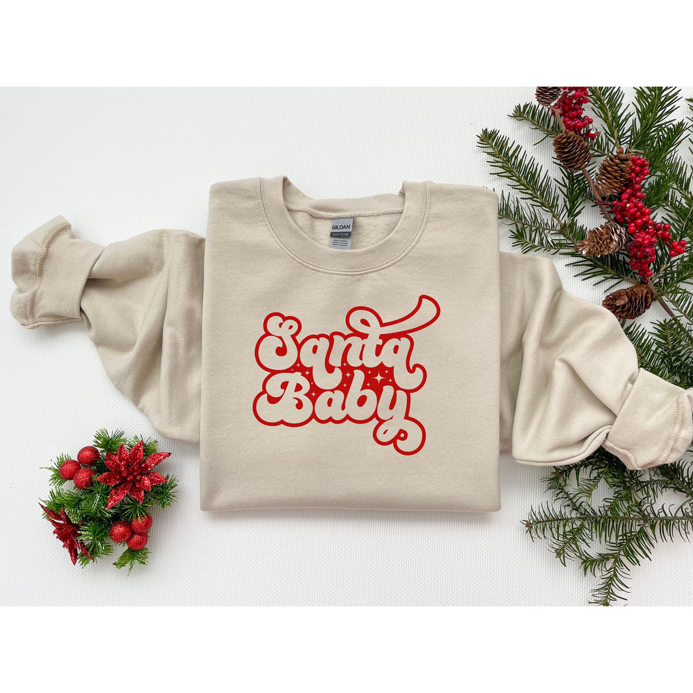 Santa Baby Shirt, Santa Baby retro vibes Tee, Christmas Sweatshirt, Cute womens christmas gift, Xmas gift, Christmas Party, Christmas Outfit.jpg