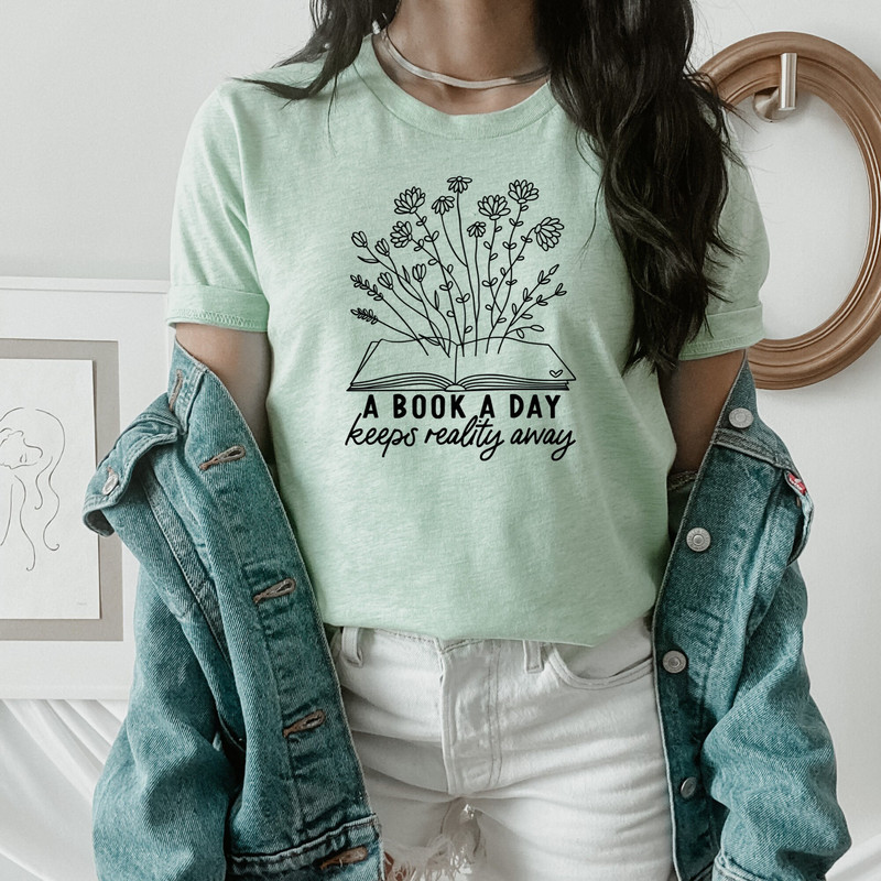 A Book a Day Keeps Reality Away, Book Lover, Book Nerd, Gift for Her, Gift for Mom, Books and Plants, Vintage Floral, Boho Flowers.jpg