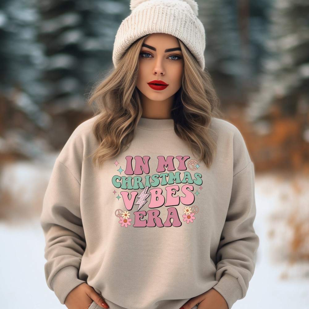 In My Christmas Spirit Era Crewneck Sweatshirt, Eras Tour, Eras Shirt, Retro Vintage Christmas Sweatshirt, Pink and Girly.jpg