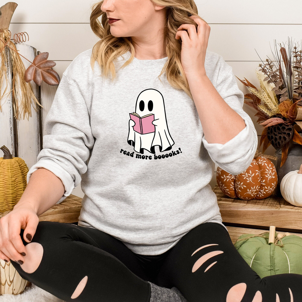 Read More Books Sweatshirt, Boo, Cute Ghost, Book Lover, Book Worm, Halloween Crewneck, Oversized Cozy Sweatshirt, Spooky.jpg