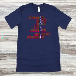 schwarber, bryce harper, nola, trea, brandon, hoskins, realmuto phillies softstyle t-shirt, broad st, red october