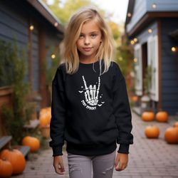 stay spooky youth crewneck sweatshirt, halloween, skeleton, boho hippie halloween, hocus pocus, halloweentown