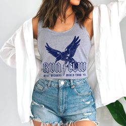 blue house shirt womens tank top vintage band tee lovegood top rvnclw racerback trelawney pottery potter top universal t