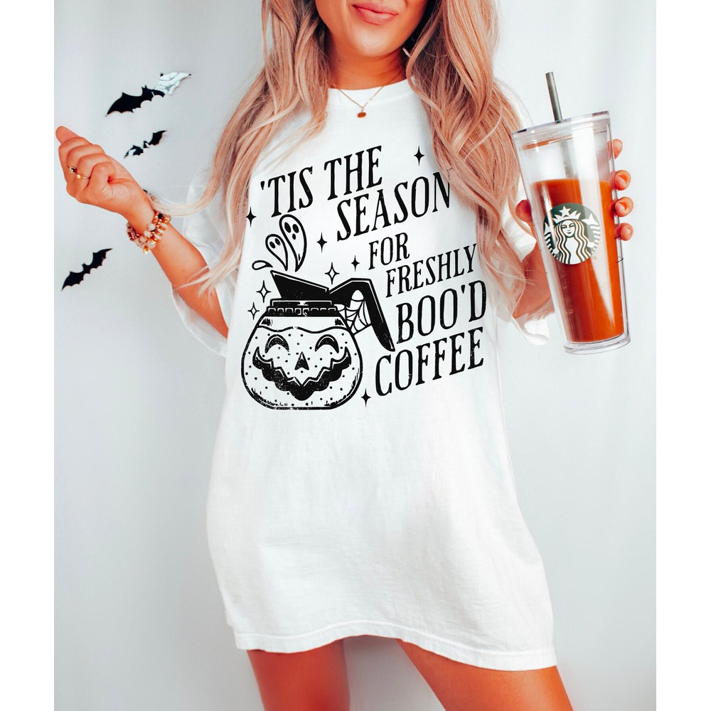 Boo Coffee Shirt Halloween Tshirt Pumpkin Coffee Tee PSL T Shirt Pumpkin Spice Latte Cute Ghost Shirt Vintage Aesthetic Coffee Lover Gift.jpg