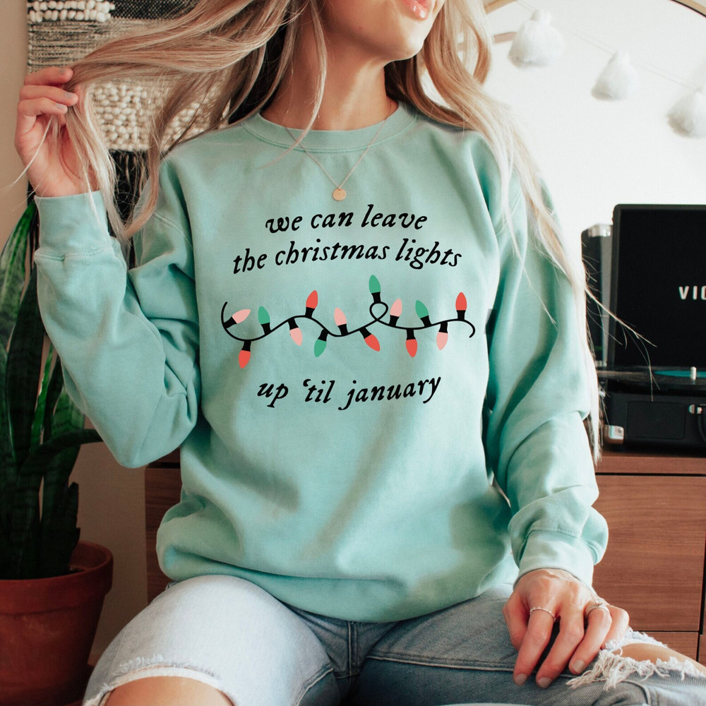 Christmas Lights Sweatshirt Comfort Colors Taylor Fans Christmas Gift for Her Swiftmas Crewneck Trendy Festive Shirt Eras Tour Taylor Lover.jpg