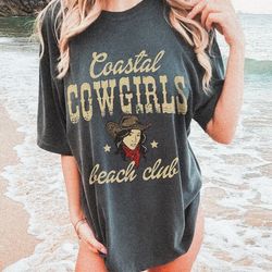 coastal cowgirl tee comfort colors retro cowgirls beach club vintage western beach cover up tshirt dress summer graphic