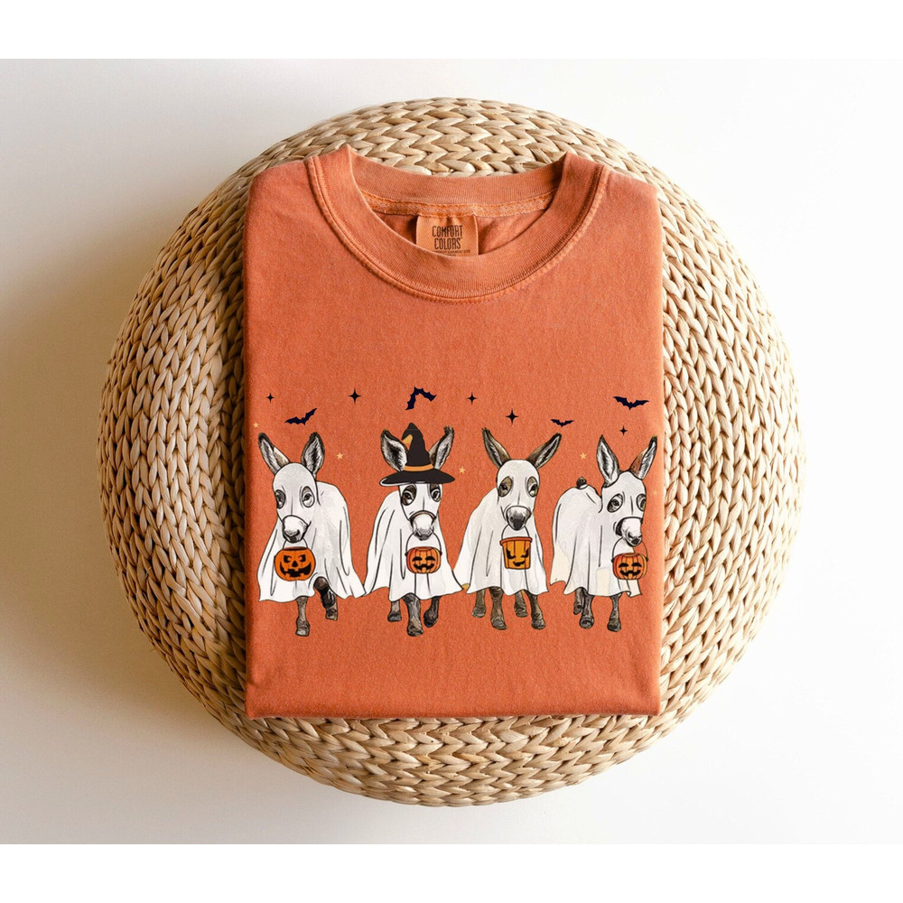 Donkey Ghost Shirt Comfort Colors Cute Halloween Donkey Crewneck Farm Animal Shirts Funny Donkey Retro Donkey Shirt Donkey Lover Gift.jpg