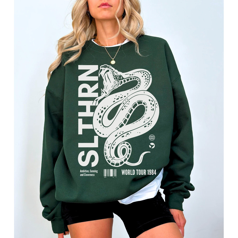 Green House Sweater UNISEX Vintage Band Shirt Slthrn Sweatshirt Malfoy Crewneck Dark Arts HP Shirt Bookish Merch Dramione Universal Vacation.jpg