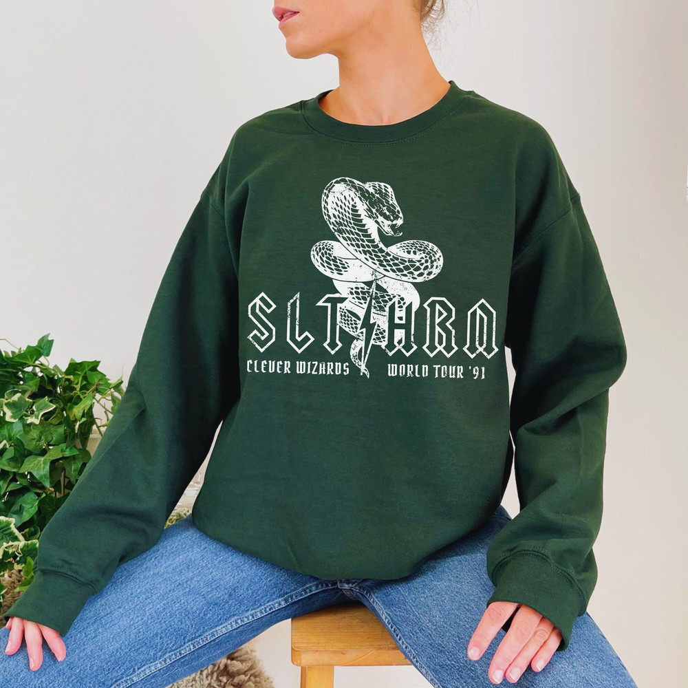 Green House Sweater Unisex Vintage Band Shirt Slthrn Sweatshirt Malfoy Crewneck HP Shirt Bookish Merch Dramione Sweater Universal Vacation.jpg
