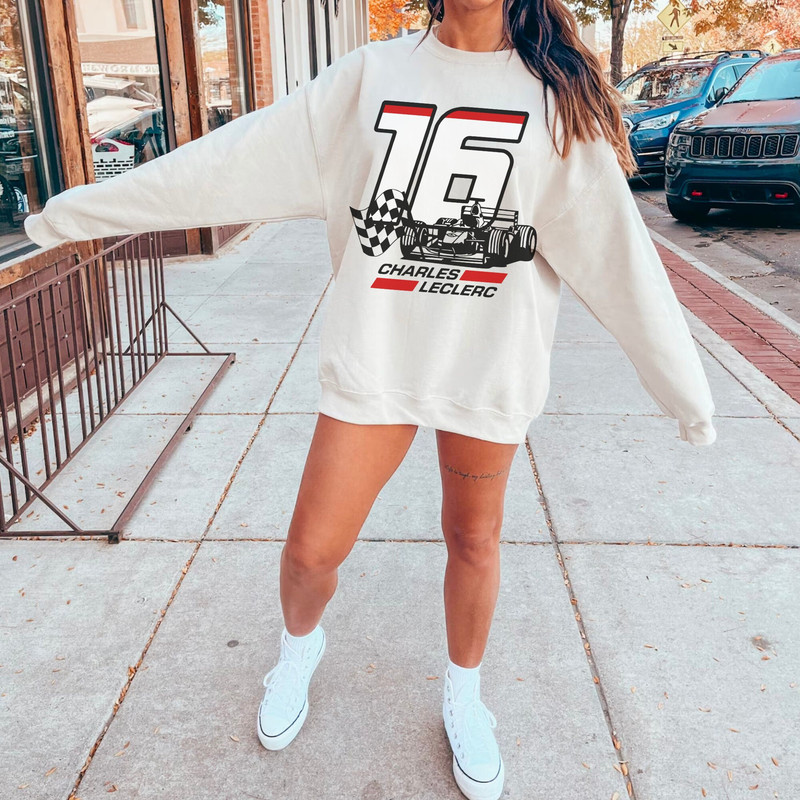 Leclerc Unisex Sweatshirt Formula 1 Crewneck Drive to Survive Formula One Varsity F1 Sweater Leclerc Jumper.jpg