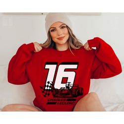 leclerc unisex sweatshirt team red formula 1 crewneck drive to survive formula one varsity f1 sweater leclerc jumper
