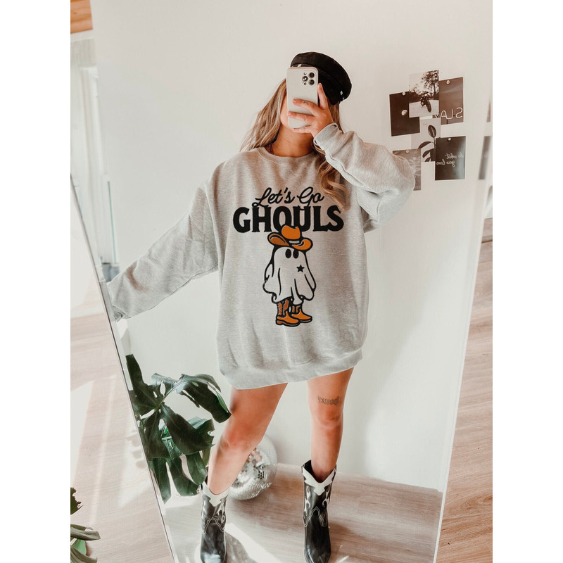 Let's Go Ghouls Sweatshirt Western Halloween Crewneck Yeehaw Cowgirl Boohaw Funny Witchy Cowgirl Ghost Halloween Sweater Spooky Season Shirt.jpg