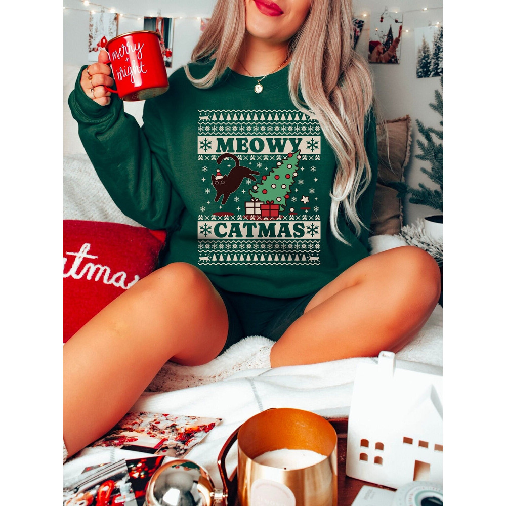 Meowy Catmas Ugly Sweater Meowy Christmas Sweatshirt Cat Christmas Shirt Cat Mom Merry Catmas Sweater Cat Lover Gifts Festive Sweatshirt.jpg