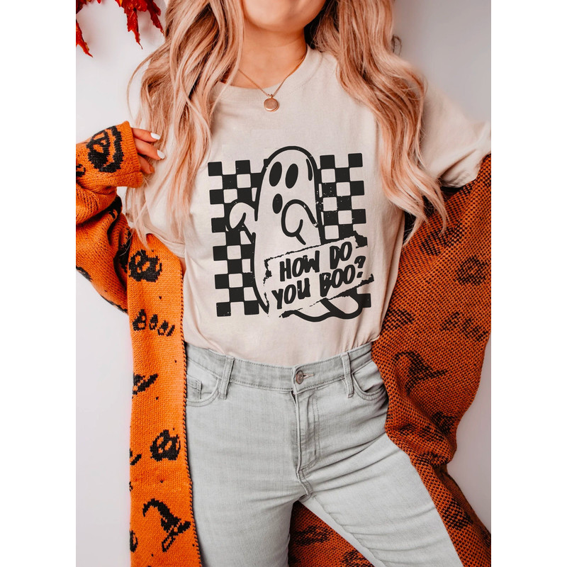 Retro Ghost Shirt Cute Halloween Apparel How Do you Boo Shirt Vintage Aesthetic Halloween Pajama Trick or Treat Vibes Spooky Season.jpg