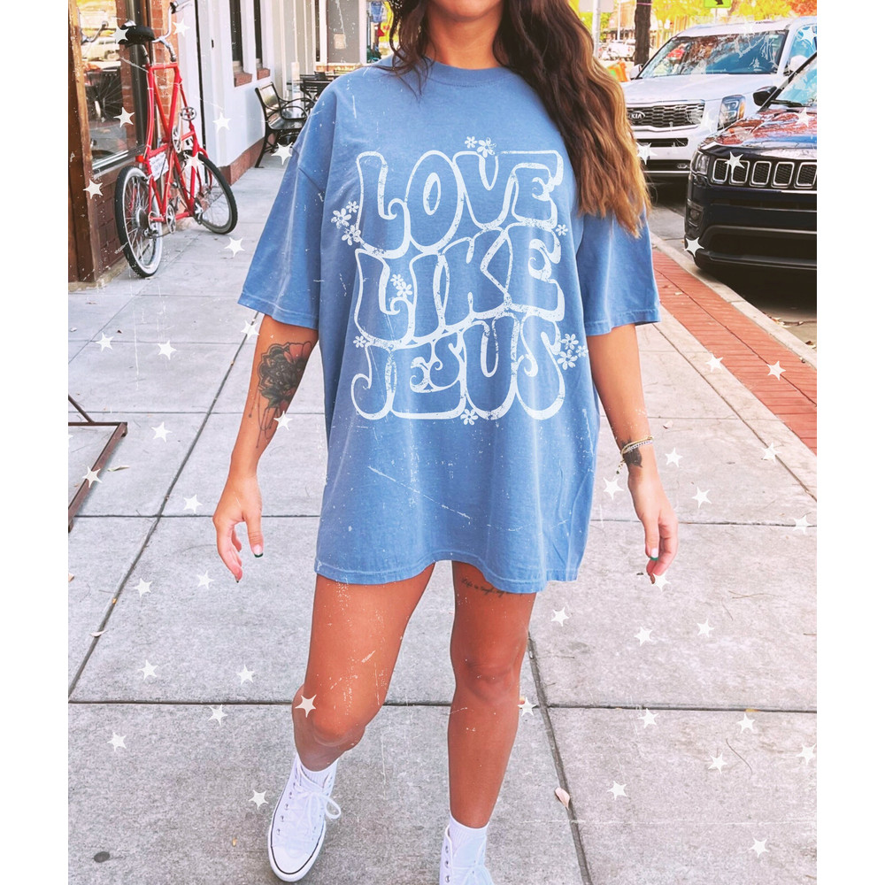 Retro Love Like Jesus Tee Comfort Colors Christian Clothing Prayer Tee Catholic Vintage Aesthetic Bible Verse Oversized T Shirt Faith Based.jpg