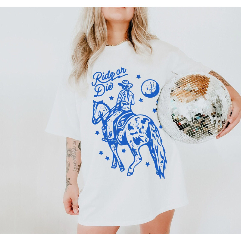 Ride or Die Shirt Comfort Colors Retro Tattoo Style Vintage Western Cowgirl Shirt Oversized Country T Shirt Wild West USA Cosmic Cowboy.jpg