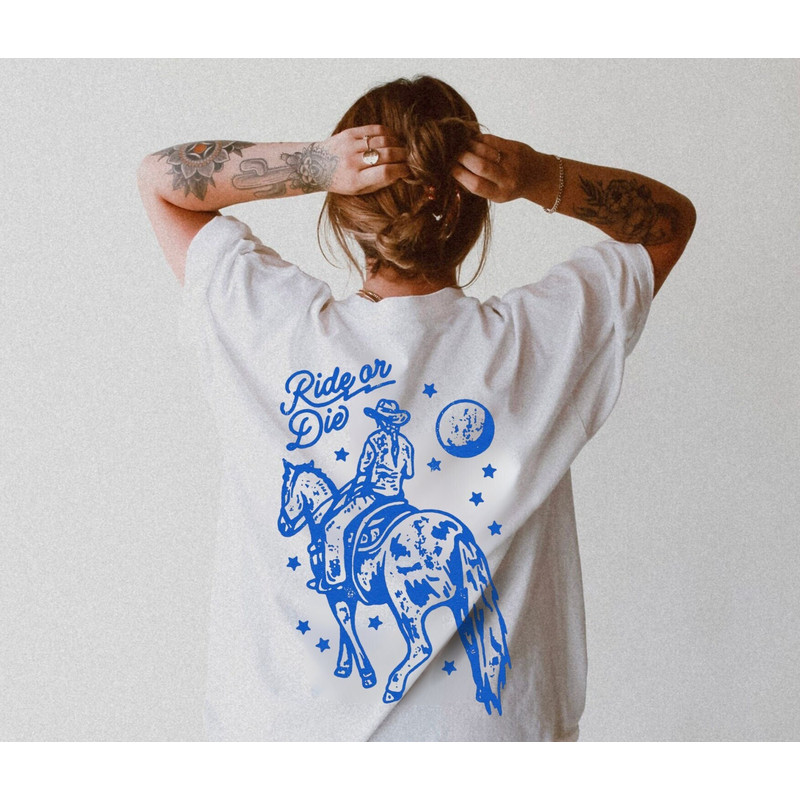 Ride or Die Shirt Comfort Colors Retro Tattoo Style Vintage Western Cowgirl Shirt Oversized Tshirt Country Shirt Wild West USA Cowboy Shirt.jpg