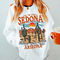 sedona arizona sweatshirt vintage western crewneck boho hippie clothes desert cactus shirt festival clothing sedona az o