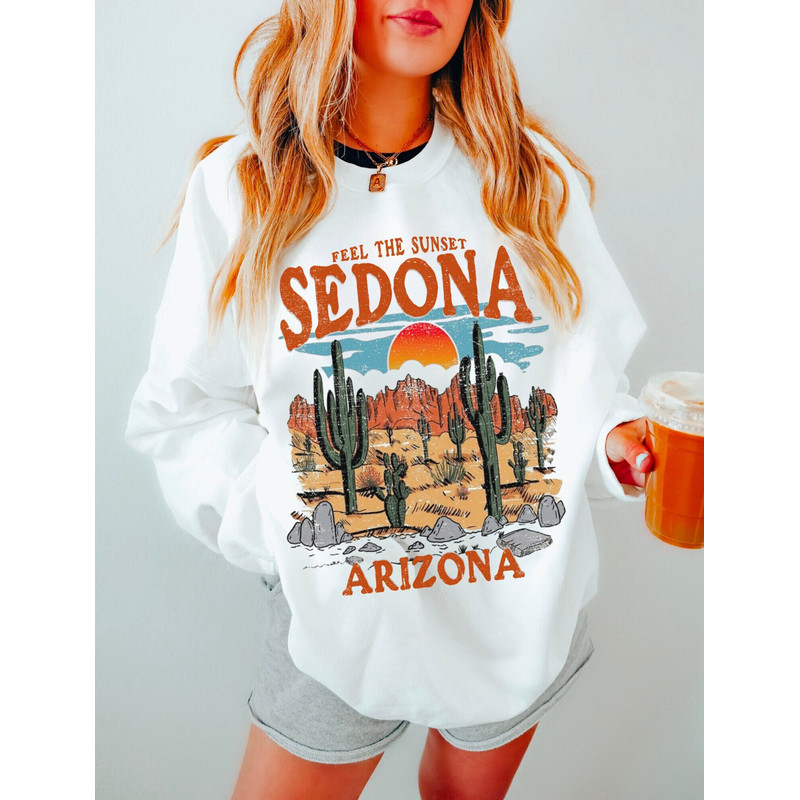 Sedona Arizona Sweatshirt Vintage Western Crewneck Boho Hippie Clothes Desert Cactus Shirt Festival Clothing Sedona AZ Oversized Sweatshirt.jpg