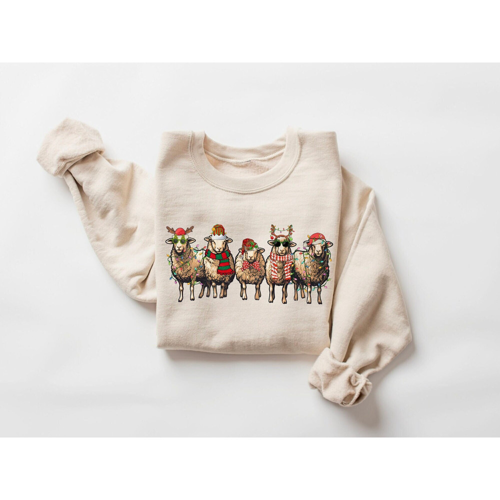 Sheep Christmas Crewneck UNISEX Sheep Sweater Farm Christmas Pyjamas Christmas Jumper Secret Santa Gifts for Her Christmas Sheep Shirt.jpg