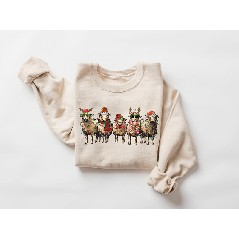 Sheep Christmas Crewneck UNISEX Sheep Sweater Farm Christmas Pyjamas Christmas Jumper Secret Santa Gifts for Her Christmas Sheep Shirt.jpg