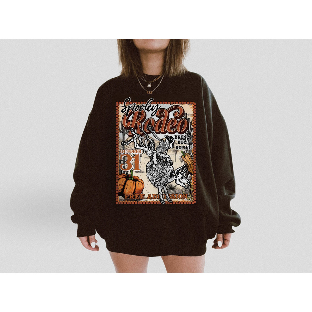Spooky Rodeo Sweatshirt Cowboy Skeleton Shirt Western Halloween Crewneck Boo Haw Shirt Vintage Halloween Clothes Skeleton Cowgirl Halloween.jpg