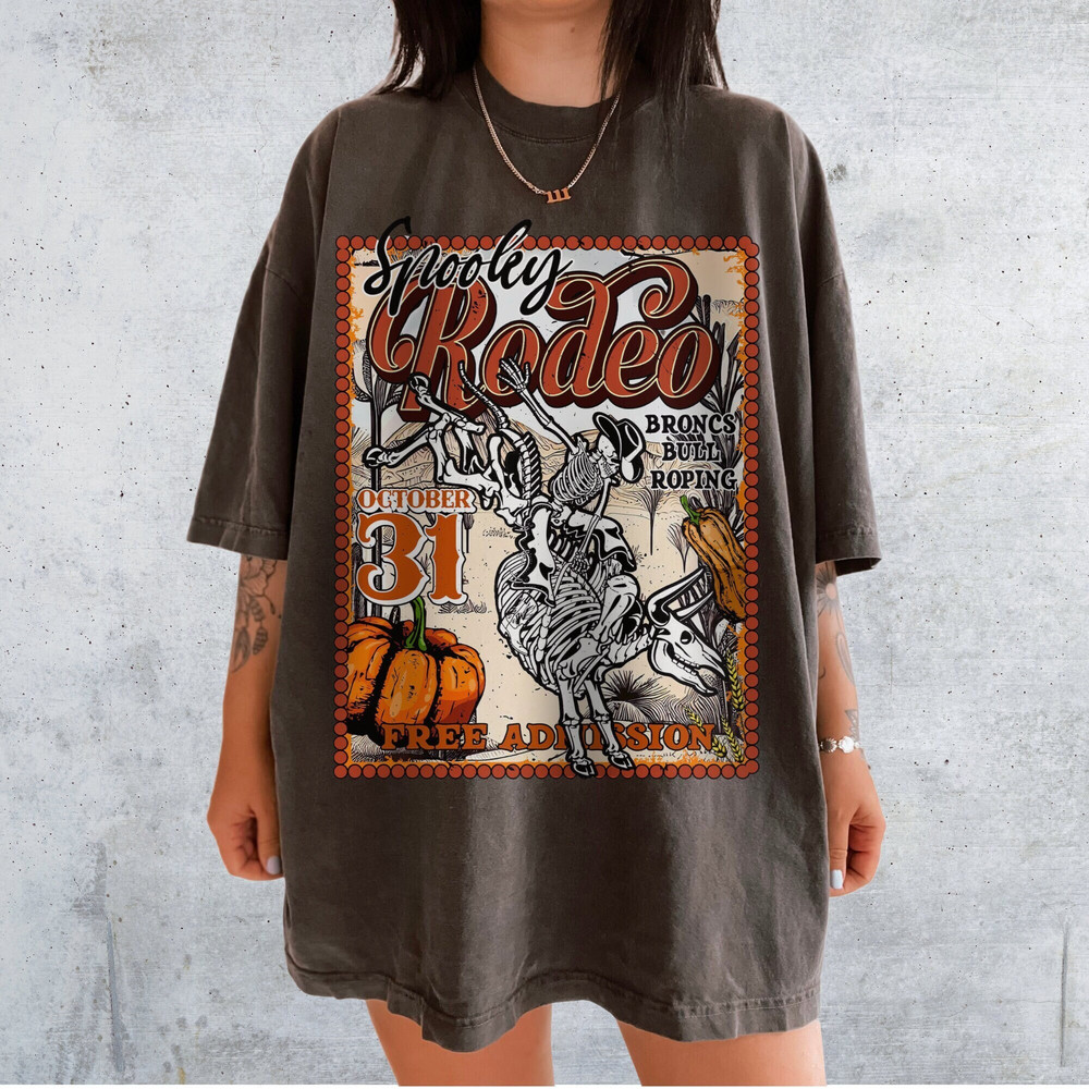 Spooky Rodeo Tee Comfort Colors Skeleton Cowboy Shirt Western Halloween Graphic Tee Boo Haw Vintage Halloween T Shirt Cowgirl Halloween.jpg