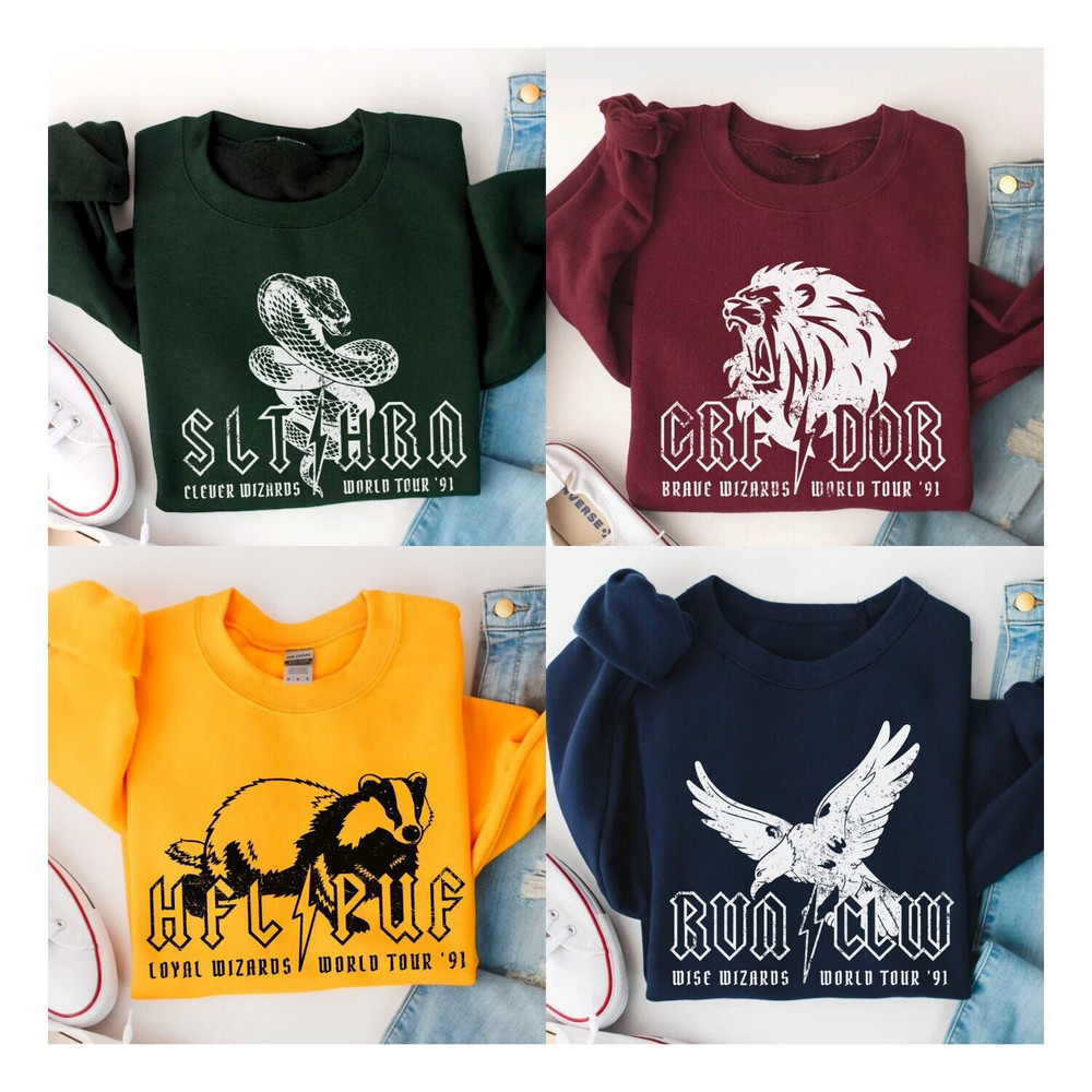 Wizard House Unisex Matching Sweaters Potter Sweatshirt Vintage Band Blue House of Lion Green House of Badger Universal Vacation Crewneck.jpg
