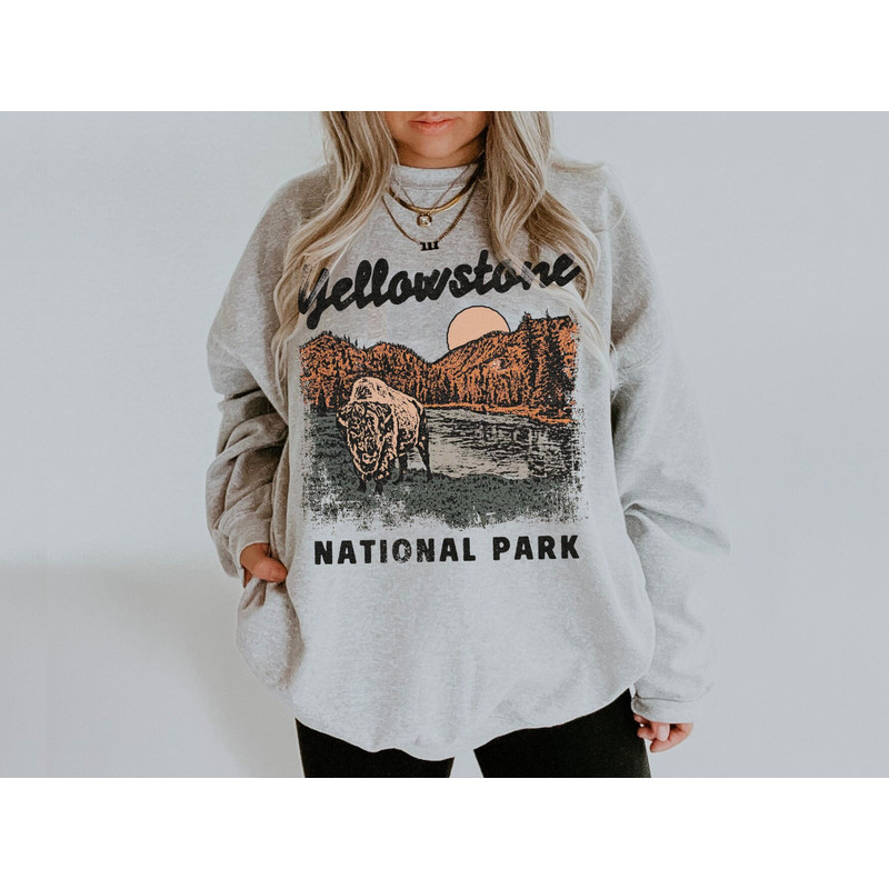 Yellowstone Sweatshirt Unisex Yellowstone Sweater National Park Shirt Camping Clothes Mountains Sweatshirt Western Crewneck Yellowstone Gift.jpg