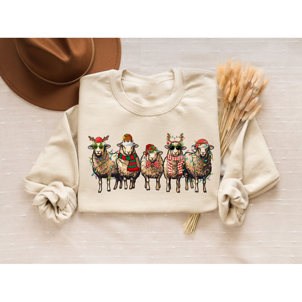 Christmas Sheep Sweatshirt Gift For Farmers, Farm Animal Christmas Sweater,Santa Hat Shirt,Merry Christmas T-Shirt,Trendy Happy New Year Tee.jpg
