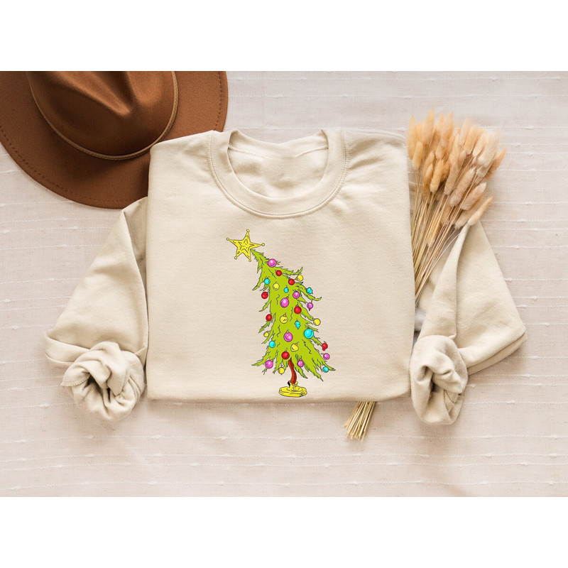 Christmas Tree Sweatshirt Gift For New Year, Cozy Merry Christmas Sweater, Womens Holiday Gift, Cozy Winter T-Shirt, Christmas Lights Tee.jpg