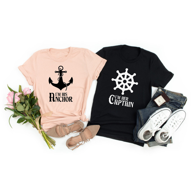 Matching Cruise Couples Shirt, I'm His Anchor Sweater, I'm Her Captain T-Shirt, Nautical Sailing Cruise Tee, Matching Cruise Holiday Hoodie.jpg