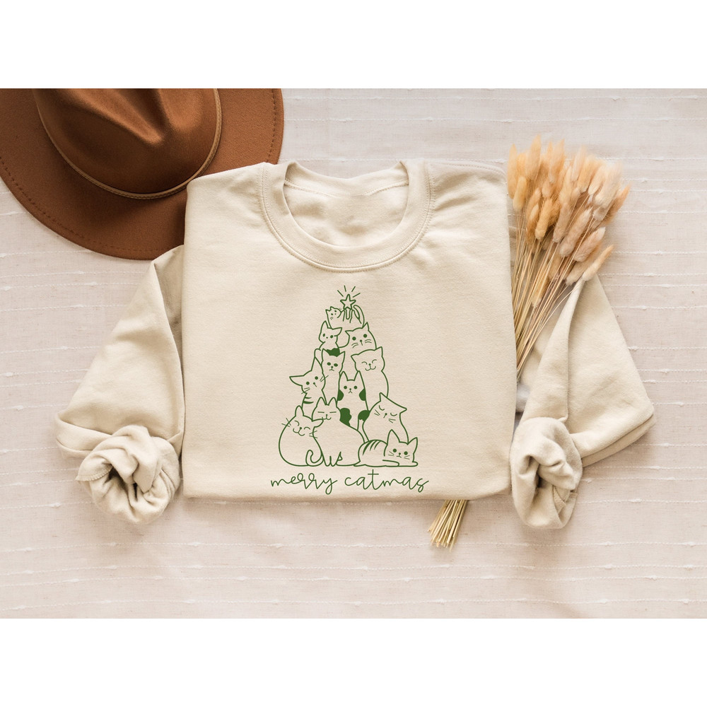 Merry Catmas Sweatshirt, Christmas Cat Tree T-Shirt, Christmas Cat Lover Hoodie, Catmas Tree Hoodie, Pet Owner Xmas Gift, Happy New Year Tee.jpg