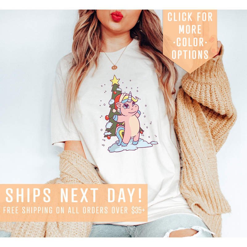 Rainbow Unicorn Christmas Shirt Gift For Christmas, Cute Christmas Shirt, Kids Christmas T-Shirt, Christmas Tree Outfit,Santa Hat Sweatshirt.jpg