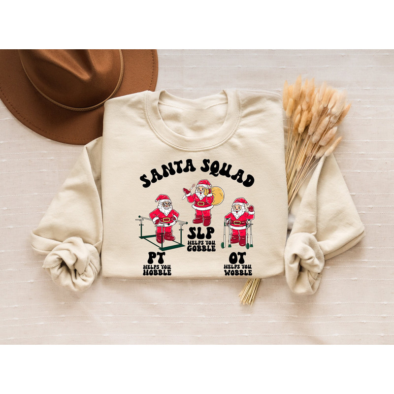 Santa Squad Sweatshirt Gift For Speech Pathologist, Therapy Squad Shirt, SLP OT PT Shirt, Santa Claus Hoodie, Physical Therapy Christmas Tee.jpg