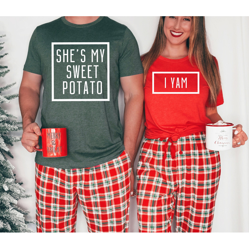 She Is My Sweet Potato I Yam Shirt Gift For Couple Christmas, Matching Husband And Wife Shirt, Funny Couples T-Shirt, Xmas Party Couples Tee.jpg