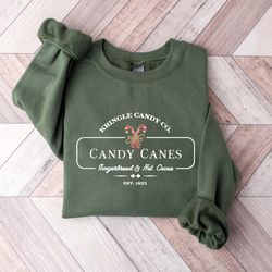 christmas candy cane sweatshirt, kringle candy co sweater, christmas gifts, christmas crewneck sweatshirt, christmas shi