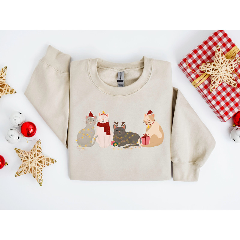 Christmas Cats Sweatshirt, Christmas Sweater, Christmas Gift, Meowy Christmas Shirt, Cat Lover Gift For Christmas, Christmas Cats Shirt.jpg