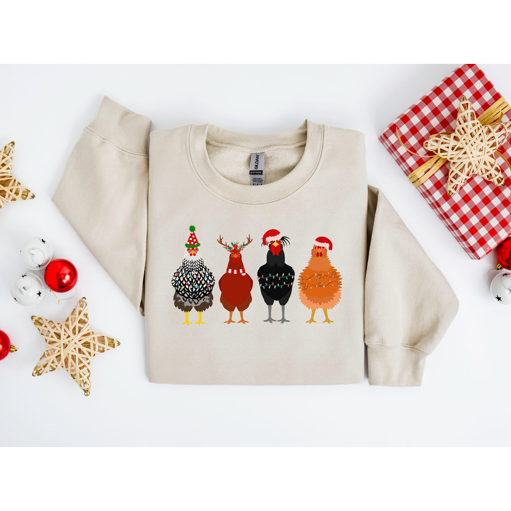 Christmas Chickens Sweatshirt, Christmas Farm Animal Sweatshirt, Christmas Holiday Sweatshirt,Christmas Chicken Shirt,Christmas Farmer Shirt.jpg