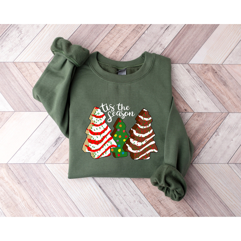 Christmas Tis The Season Sweatshirt, Christmas Cake Tree Shirt, Christmas Sweater, Holiday Apparel, Christmas Sweatshirt for Women.jpg