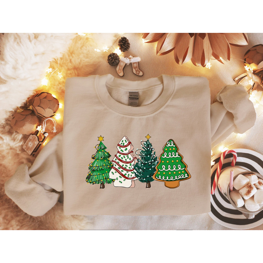 Christmas Tree Cake Sweatshirt, Christmas Cake Shirt, Christmas Cookie, Christmas Tree, Holiday Gift, Womens Merry Christmas Shirt.jpg
